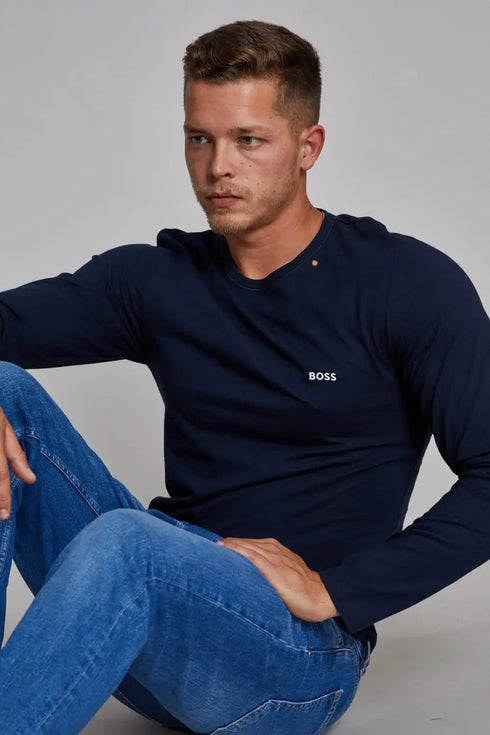 Hugo Boss long tshirt הוגו בוס טישרט בייסיק קלאסי בצבע נייבי